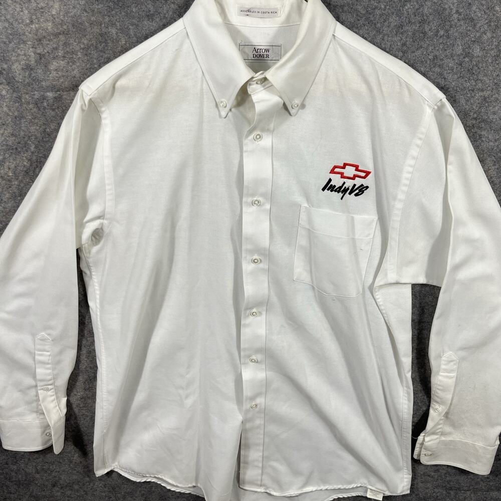 VTG 90’s Chevy Indy V8 Crew Shirt‎ Size Large/Arrow Dover \White/ Long Sleeve